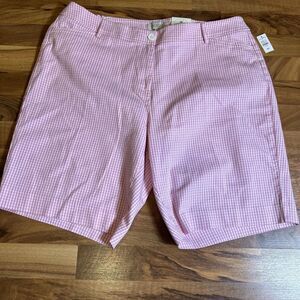 Talbots Women's Pink Gingham Shorts 10 1/2" Inseam Bermuda Size 18W